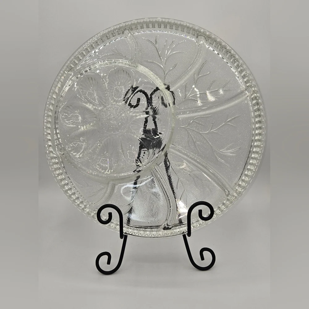 Indiana Glass Deviled Egg Relish‎ Serving Tray Plate Tree of Life